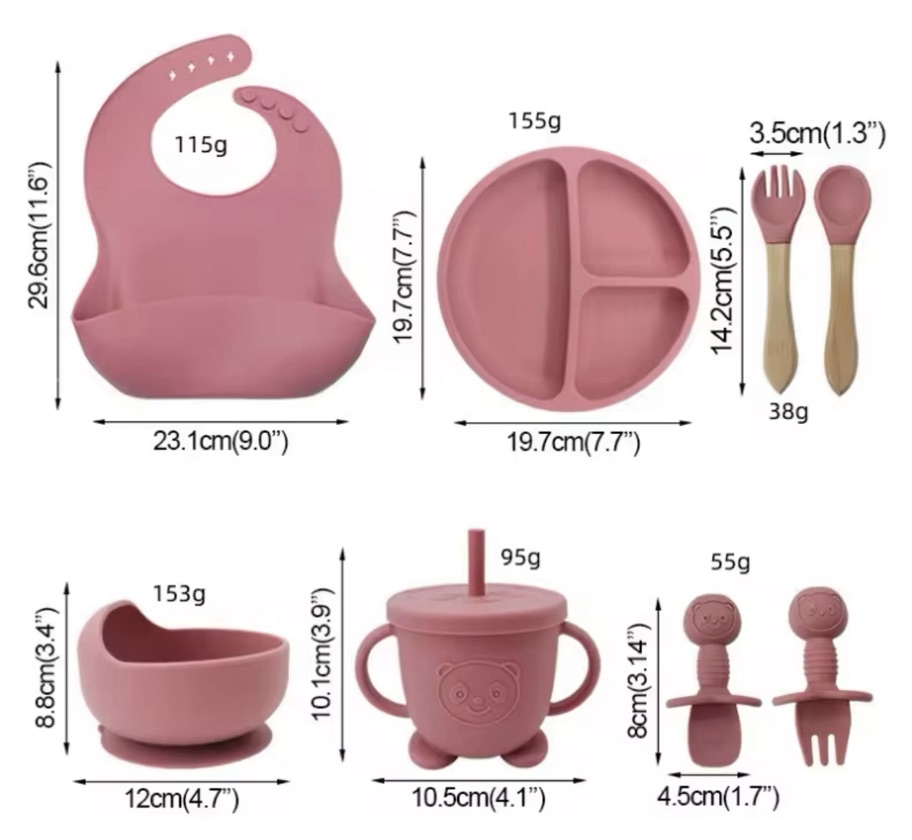 1TD Vajilla Silicona Bebe 8 Pzas